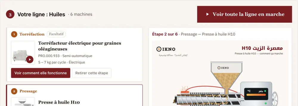 Exemple de ligne complète dans l'outil
